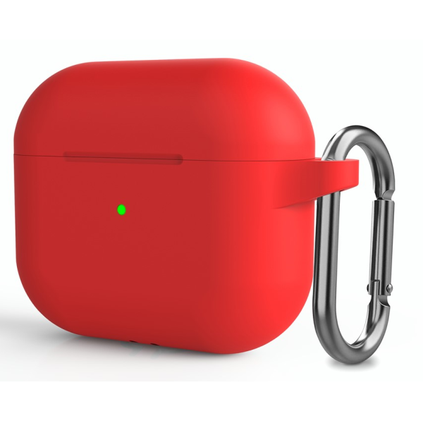"Carabiner" Silikoonist kõrvaklappide ümbris – punane (AirPods 3)
