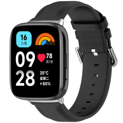 Nahkne nutikell Xiaomi Redmi Watch 3 Active / Redmi Watch 3 Lite must nahkrihm | Priedai.lt