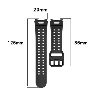 Samsung Galaxy Watch7 44mm / FE 40mm kõva silikoonist (TPU) must käevõru | Priedai.lt