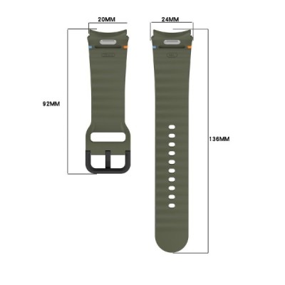 Samsung Galaxy Watch7 44mm / 40mm / Watch FE 40mm / Watch6 40mm / 44mm kõva silikoonist (TPU) roheline käevõru | Priedai.lt