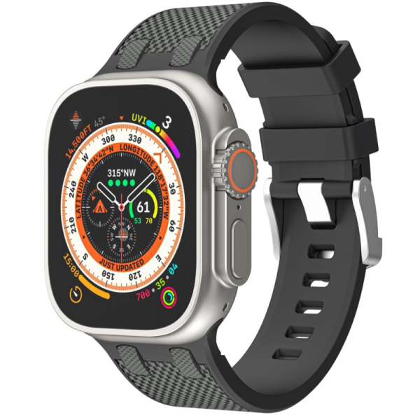 Nutikella kõva silikoonist (TPU) käevõru - must (Apple Watch Ultra 3 2 1 49mm / Series 11 10 46mm / 9 8 7 45mm / SE3 SE2 SE 6 5