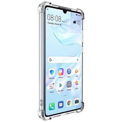 Huawei P30 "Imak" tugevdatud kaitse kõva silikoon TPU läbipaistev ümbris - tagakülg | Priedai.lt