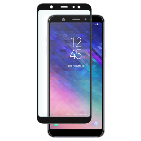 „Premium“ Tempered Glass täielik katvus kaitsev ekraaniklaas 0.2 mm - must (Galaxy A6+ 2018)