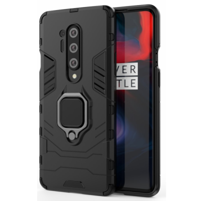 Täiustatud kaitsed "Kickstand" OnePlus 8 Pro must kõva silikoon (TPU) ja plastikust ümbris | Priedai.lt