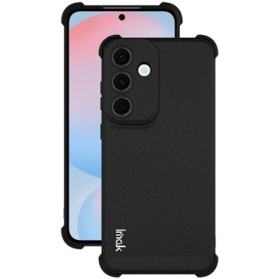 Samsung Galaxy S25 FE "Imak" tugevdatud kaitse kõva silikoon matt TPU must ümbris - tagakülg | Priedai.lt