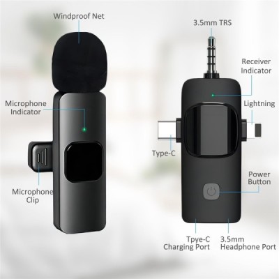 "K15" Mini mikrofon - sinine (3.5 mm) | Priedai.LT