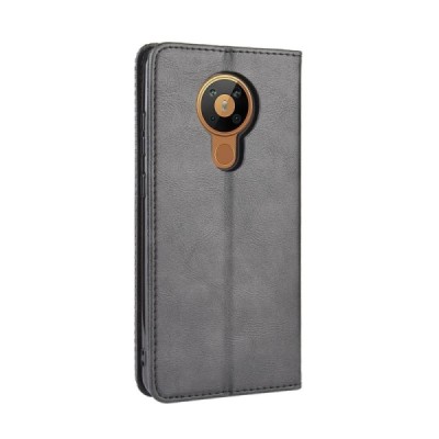 Nokia 5.3 Vintage must nahast klappkohver - magnetiga raamat | Priedai.lt