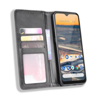 Nokia 5.3 Vintage must nahast klappkohver - magnetiga raamat | Priedai.lt