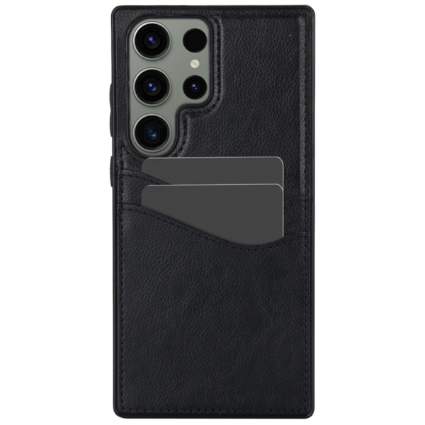 „Card Slot“ Leather kaaned taskuga - must (Galaxy S23 Ultra)