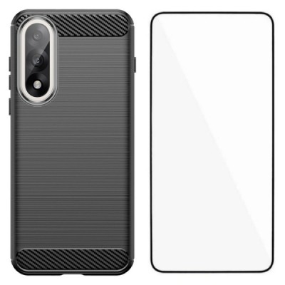 OnePlus Nord 5 / Ace 5 Ultra "Carbon" kõva silikoon (TPU) tagakaane must - ümbris + kaitsev ekraaniklaas | Priedai.lt