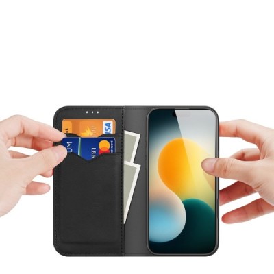 Dux Ducis Hivo seeria Apple iPhone 17 Pro must nahast klappümbris | Priedai.lt