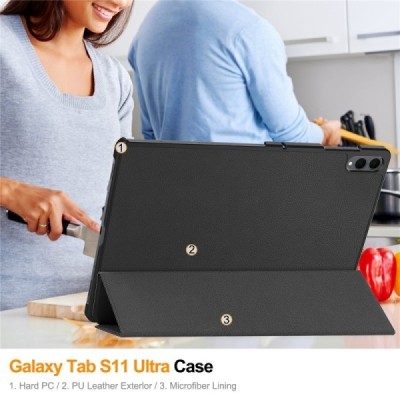 Samsung Galaxy Tab S11 Ultra „Saige" nahk must kaaned | Priedai.lt