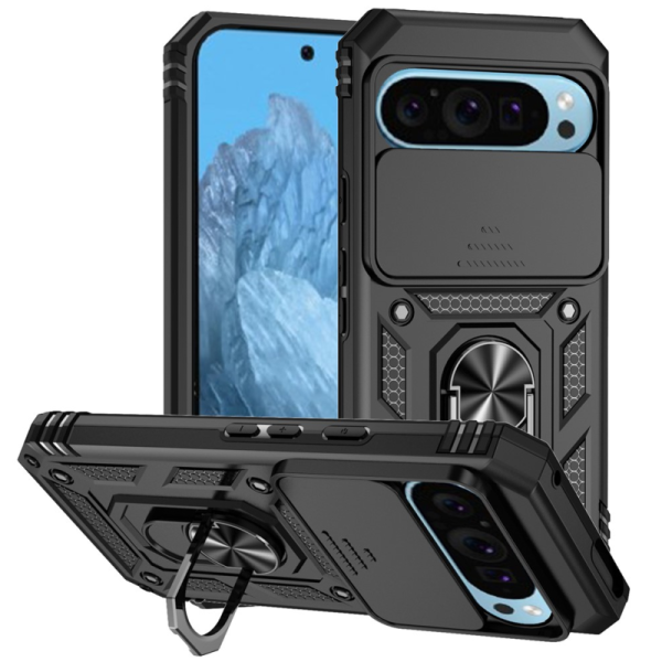"Mozhi" Kickstand Tugevdatud turvalisus ümbris - must (Pixel 10 Pro / 10 / 9 Pro / 9)