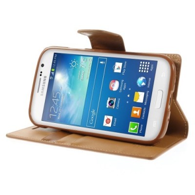 Mercury Sonata atverčiamas Samsung Galaxy Grand (Neo / Lite) šviesiai rudas odinis dėklas - piniginė / Priedai.lt