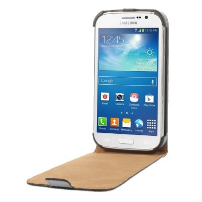 Samsung Galaxy Grand (Neo / Lite) klasikinis vertikaliai atverčiamas juodas odinis dėklas / Priedai.lt