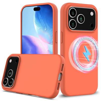 Apple iPhone 17 Pro Max "Shell" MagSafe kõvast silikoonist TPU oranž ümbris - kaaned | Priedai.lt