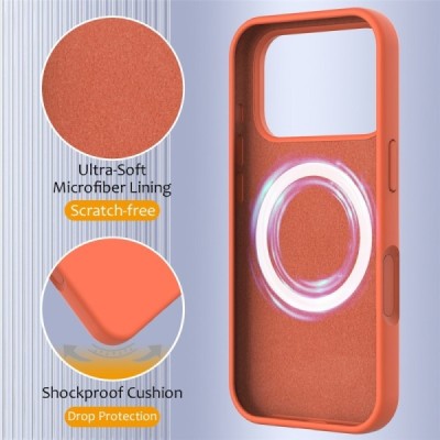 Apple iPhone 17 Pro Max "Shell" MagSafe kõvast silikoonist TPU oranž ümbris - kaaned | Priedai.lt