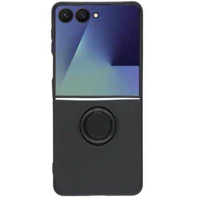 "Dechen" Ring Kickstand kõva silikoon (TPU) ümbris - must (Samsung Galaxy Flip7)