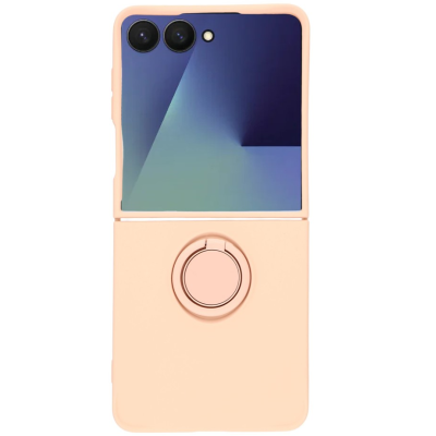 "Dechen" Ring Kickstand kõva silikoon (TPU) ümbris - roosa (Galaxy Flip7)