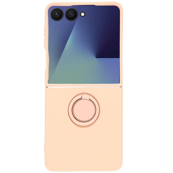 "Dechen" Ring Kickstand kõva silikoon (TPU) ümbris - roosa (Galaxy Flip7)