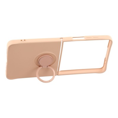 "Dechen" Ring Kickstand kõva silikoon (TPU) ümbris - roosa (Galaxy Flip7)