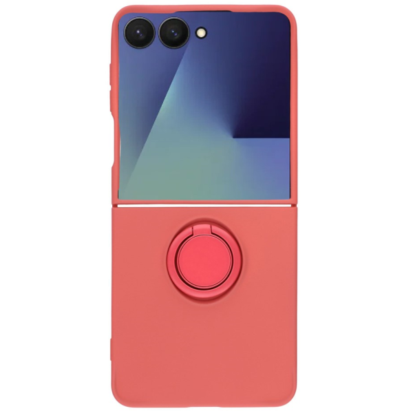 "Dechen" Ring Kickstand kõva silikoon (TPU) ümbris - punane (Galaxy Flip7)