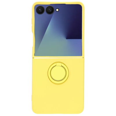 "Dechen" Ring Kickstand kõva silikoon (TPU) ümbris - kollane (Galaxy Flip7)