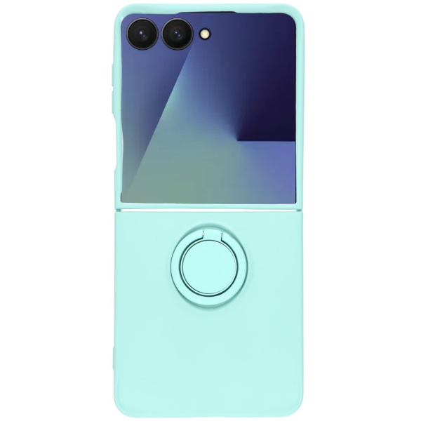 "Dechen" Ring Kickstand kõva silikoon (TPU) ümbris - piparmünt (Galaxy Flip7)