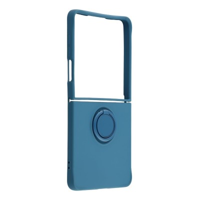 "Dechen" Ring Kickstand kõva silikoon (TPU) ümbris - tumesinist (Galaxy Flip7)