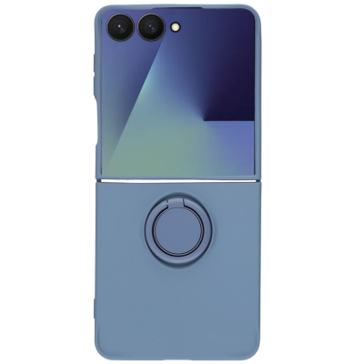 "Dechen" Ring Kickstand kõva silikoon (TPU) ümbris - sinine (Galaxy Flip7)