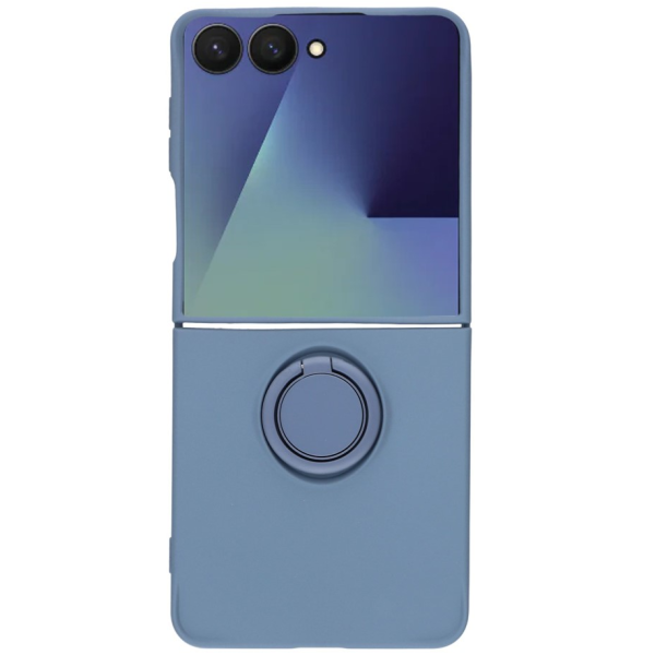 "Dechen" Ring Kickstand kõva silikoon (TPU) ümbris - sinine (Galaxy Flip7)