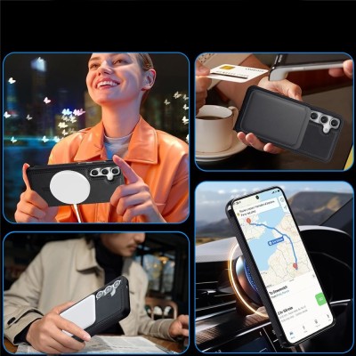 "LC.IMEEKE" Leather MagSafe kõva silikoonist (TPU) ümbris - must (Galaxy A56)
