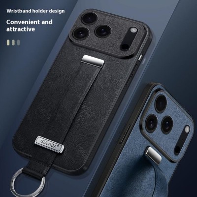"SULADA" Leather Kickstand ümbris - must (iPhone 17 Pro)