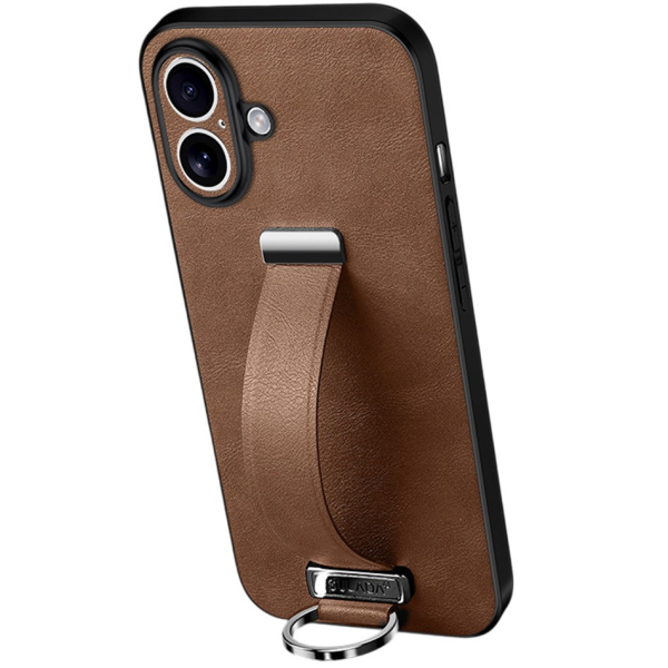 "SULADA" Leather Kickstand ümbris - pruun (iPhone 17)