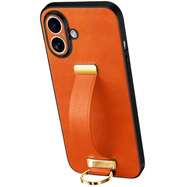 "SULADA" Leather Kickstand ümbris - oranž (iPhone 17)