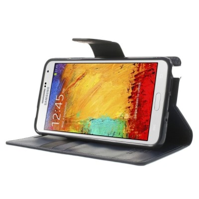 Mercury Sonata atverčiamas Samsung Galaxy Note 3 Neo (N7505) mėlynas odinis dėklas - piniginė / Priedai.lt