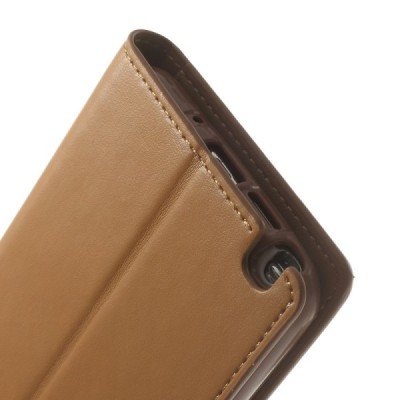 Mercury Sonata atverčiamas Samsung Galaxy Note 3 Neo (N7505) šviesiai rudas odinis dėklas - piniginė / Priedai.lt
