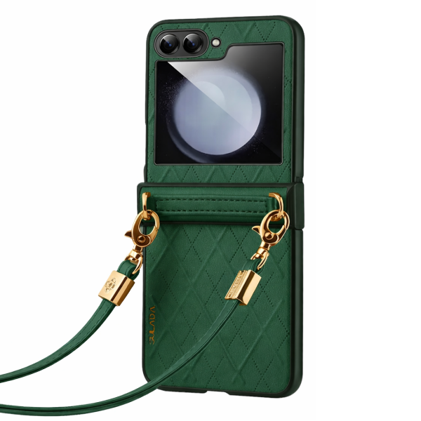 „Sulada“ Leather Strap Kickstand korpus - roheline (Galaxy Flip5)
