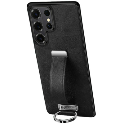 "SULADA" Leather Kickstand ümbris - must (Galaxy S26 Ultra)