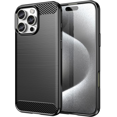 "AMORUS" Carbon kõva silikoon (TPU) ümbris – must (iPhone 16 Pro Max)
