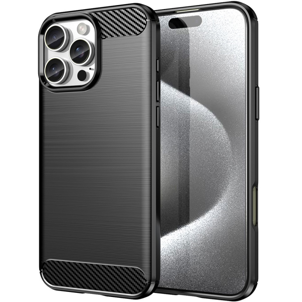 "AMORUS" Carbon kõva silikoon (TPU) ümbris – must (iPhone 16 Pro Max)