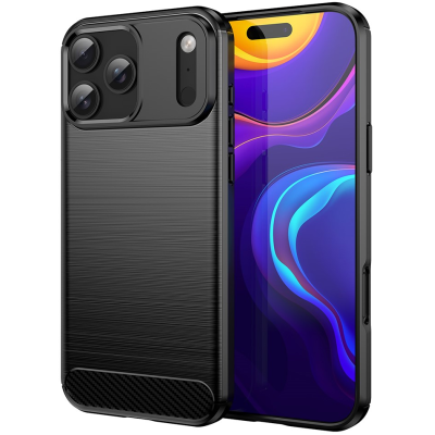 "AMORUS" Carbon kõva silikoon (TPU) ümbris – must (iPhone 17 Pro Max)