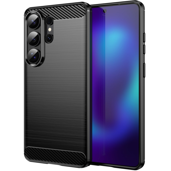 "AMORUS" Carbon kõva silikoon (TPU) ümbris – must (Galaxy S26 Ultra)