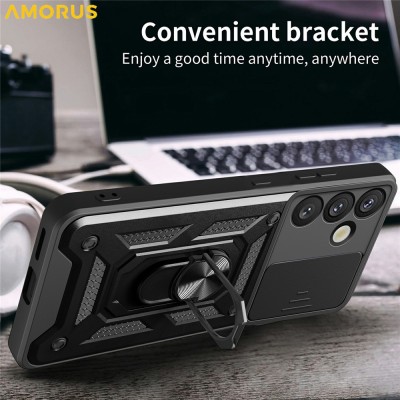 "AMORUS" Kickstand Tugevdatud turvalisus ümbris - must (Galaxy A57)