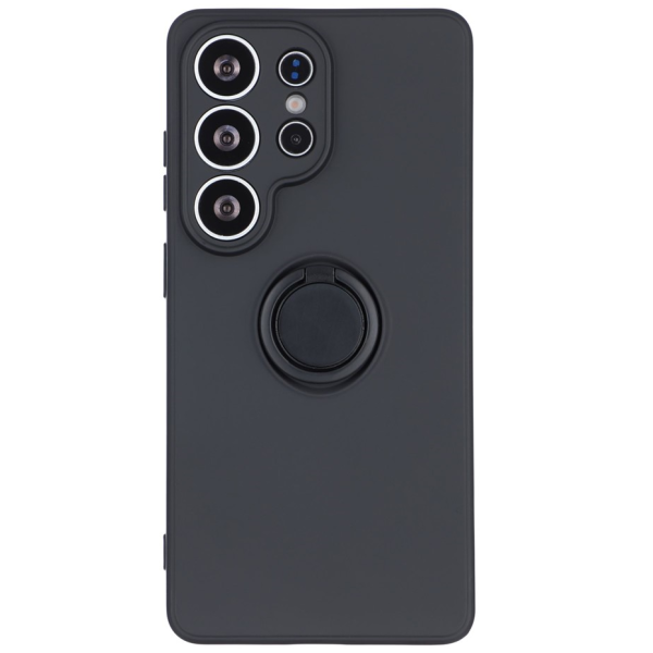 "Dechen" Ring Kickstand kõva silikoon (TPU) ümbris - must (Galaxy S26 Ultra)