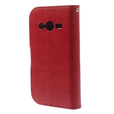 Samsung Galaxy Trend 2 G313 atverčiamas raudonas odinis dėklas - piniginė / Priedai.lt