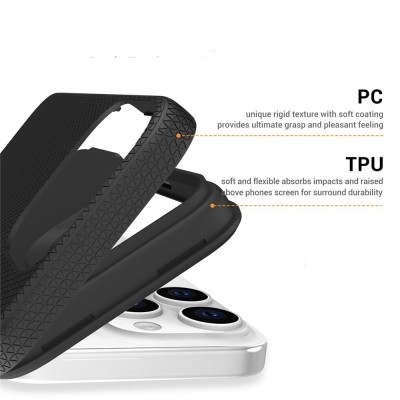 „TUKU“ Shockproof kõva silikoonümbris - must (iPhone 16 Pro)