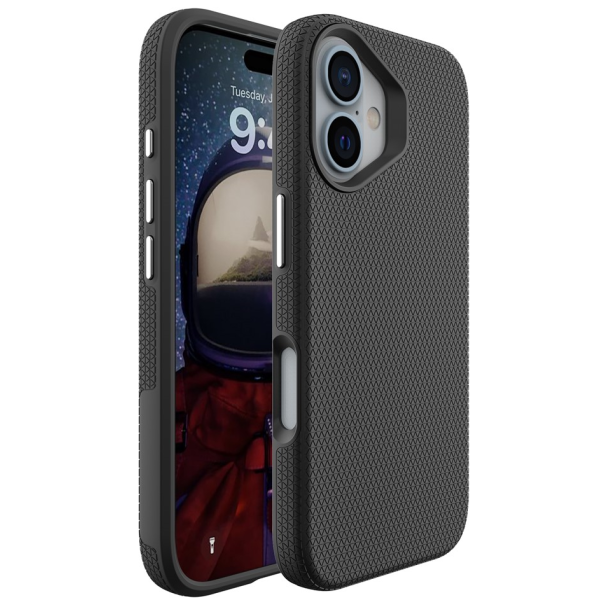 „TUKU“ Shockproof kõva silikoonümbris - must (iPhone 16)