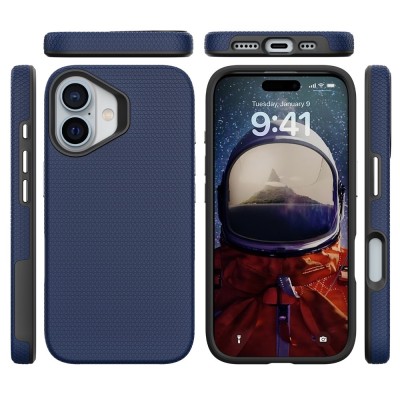 „TUKU“ Shockproof kõva silikoonümbris - tumesinine (iPhone 16)