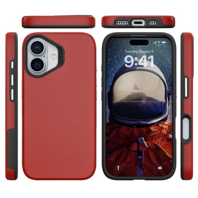 „TUKU“ Shockproof kõva silikoonümbris - punane (iPhone 16)